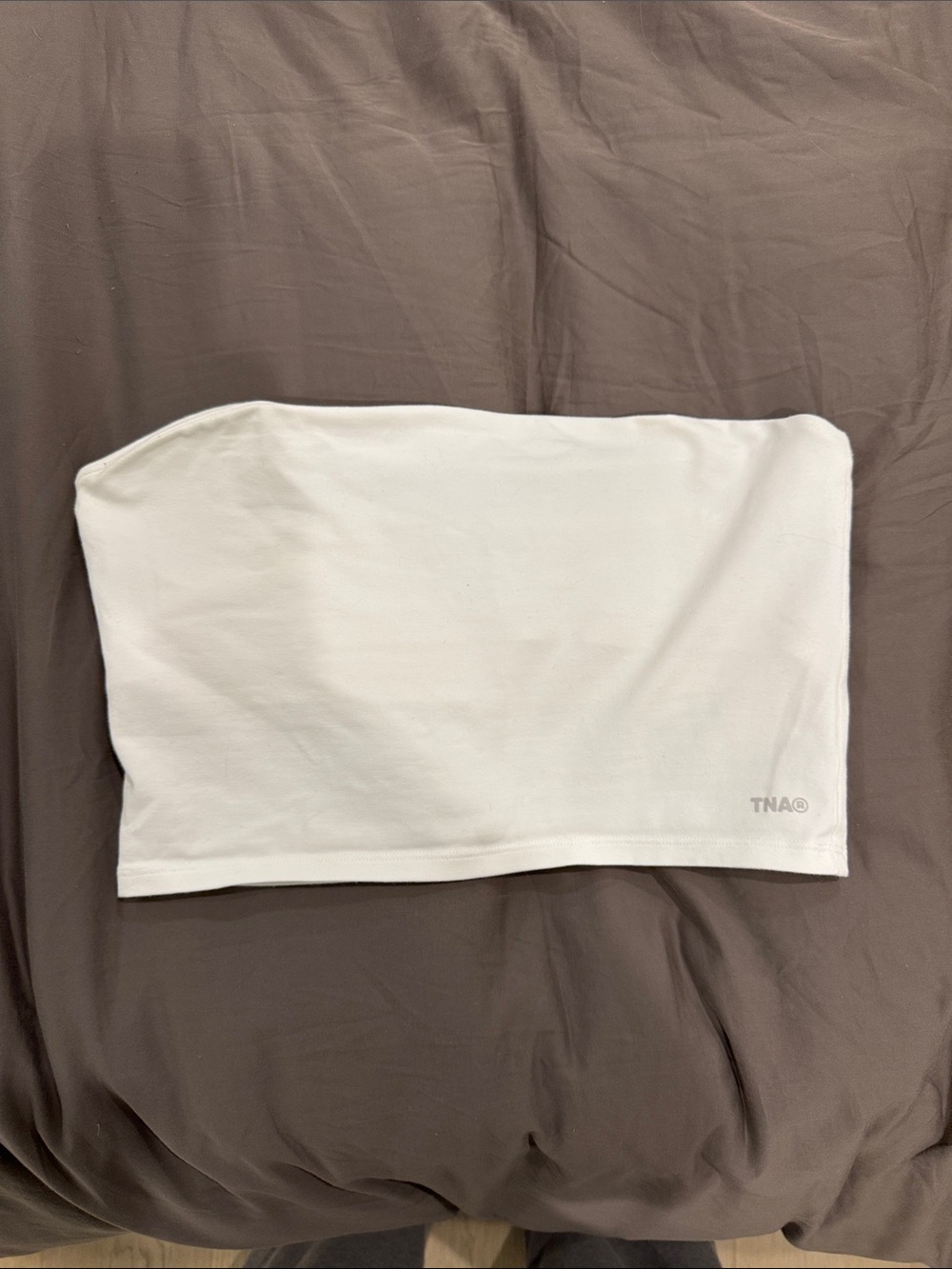 TNA White Strapless Tube Top with Subtle Logo